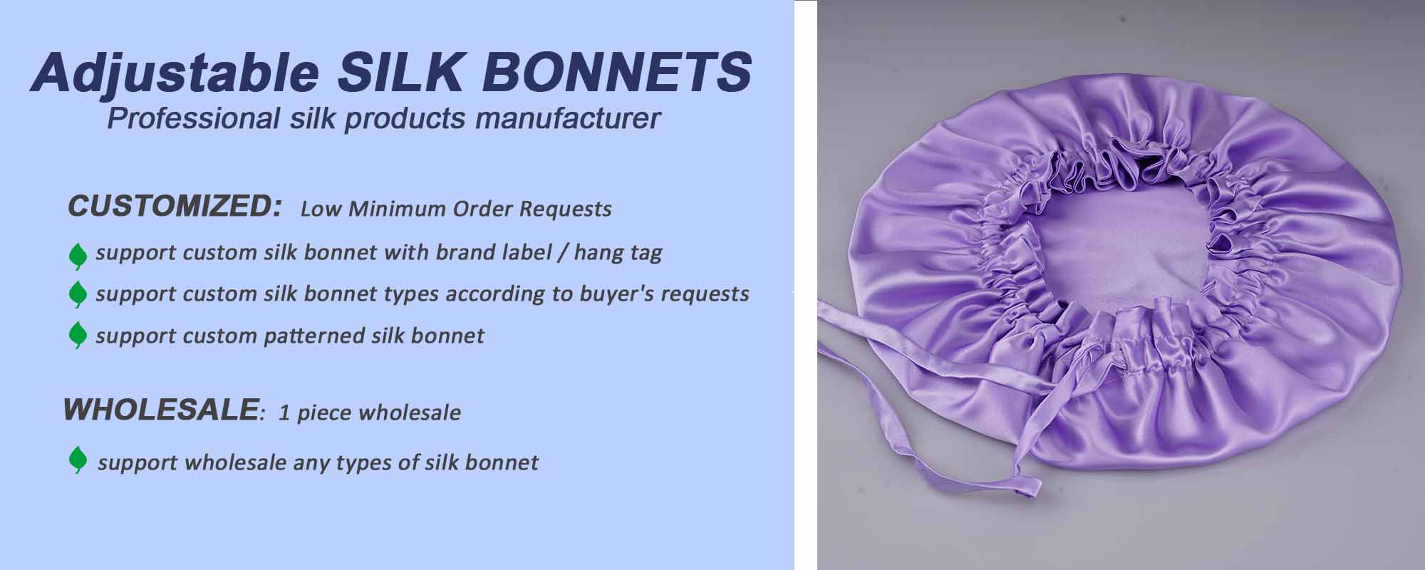 custom silk bonnet wholesale