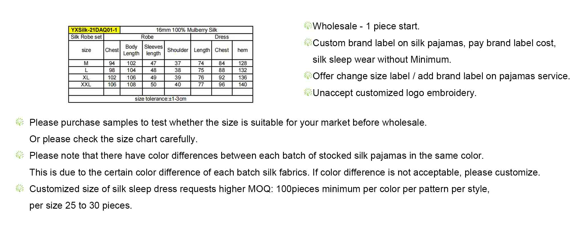 Silk Nightdress and Robe set 16 Momme - custom and wholesale