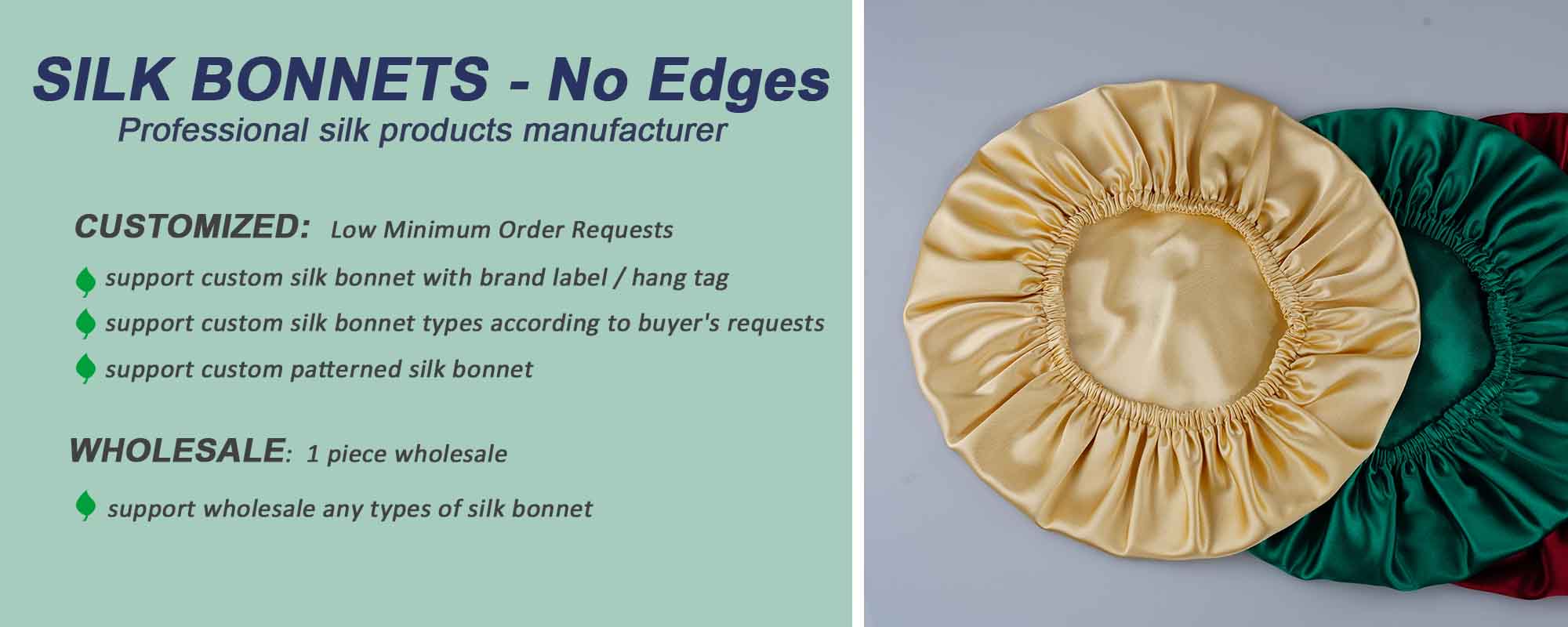 custom silk bonnet wholesale