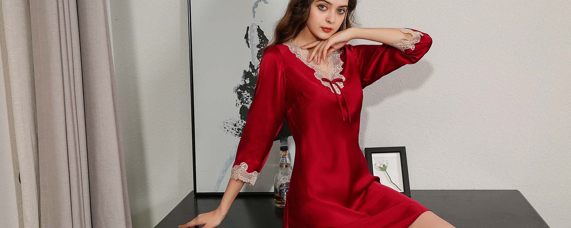 Silk Nightgown long sleeves 16 Momme - custom and wholesale