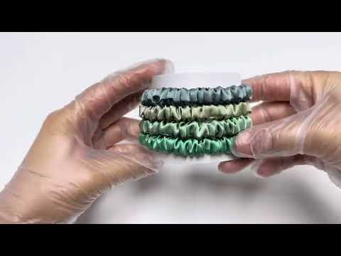 Thin Silk Hair Ties Summer Green - 4 Pack -