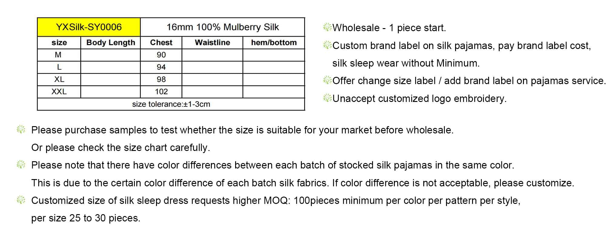 Silk Night gown 16 Momme - custom and wholesale