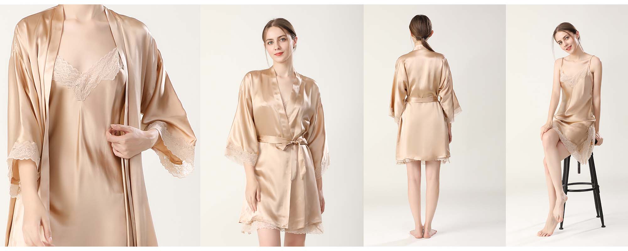 Silk Nightgown Robe Set 16 Momme - custom and wholesale