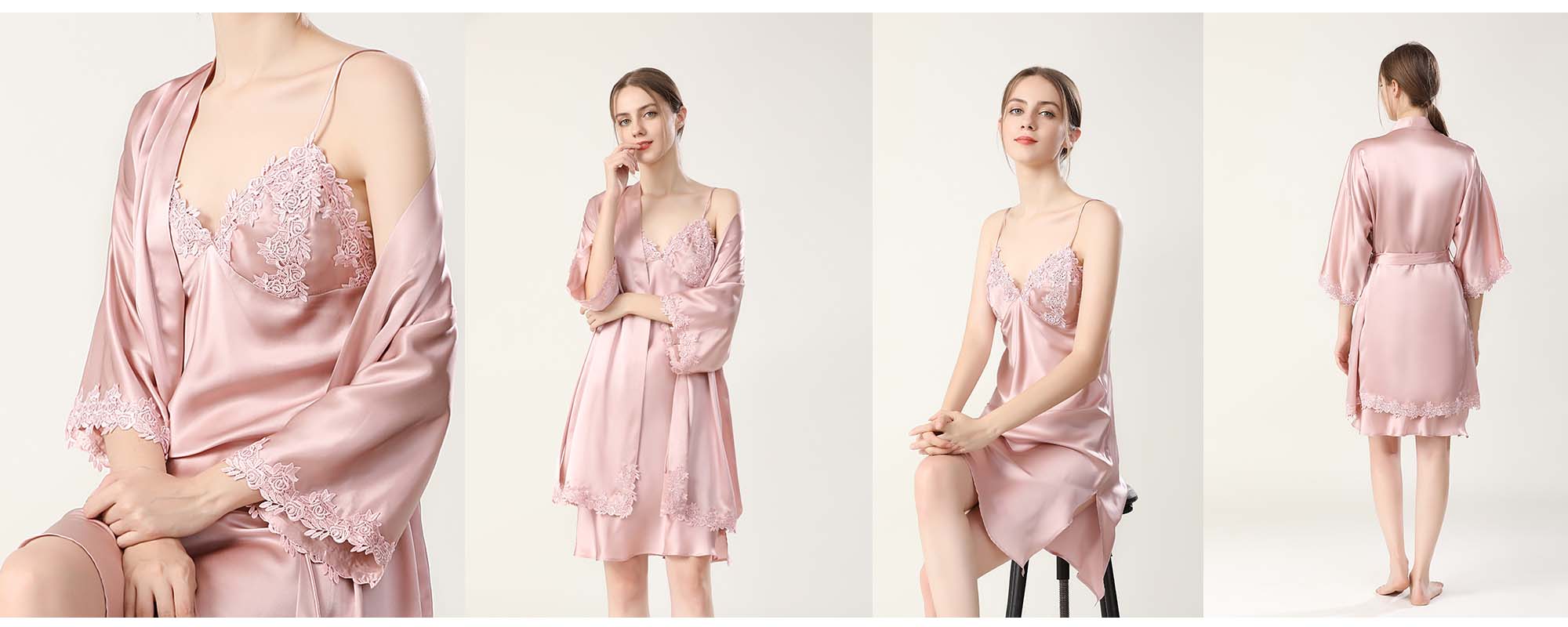 Silk Robe Nightgown set 16 Momme - custom and wholesale