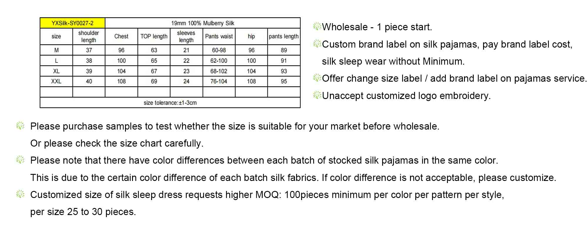 Silk Short Sleeves & Long pants 19 Momme - custom and wholesale
