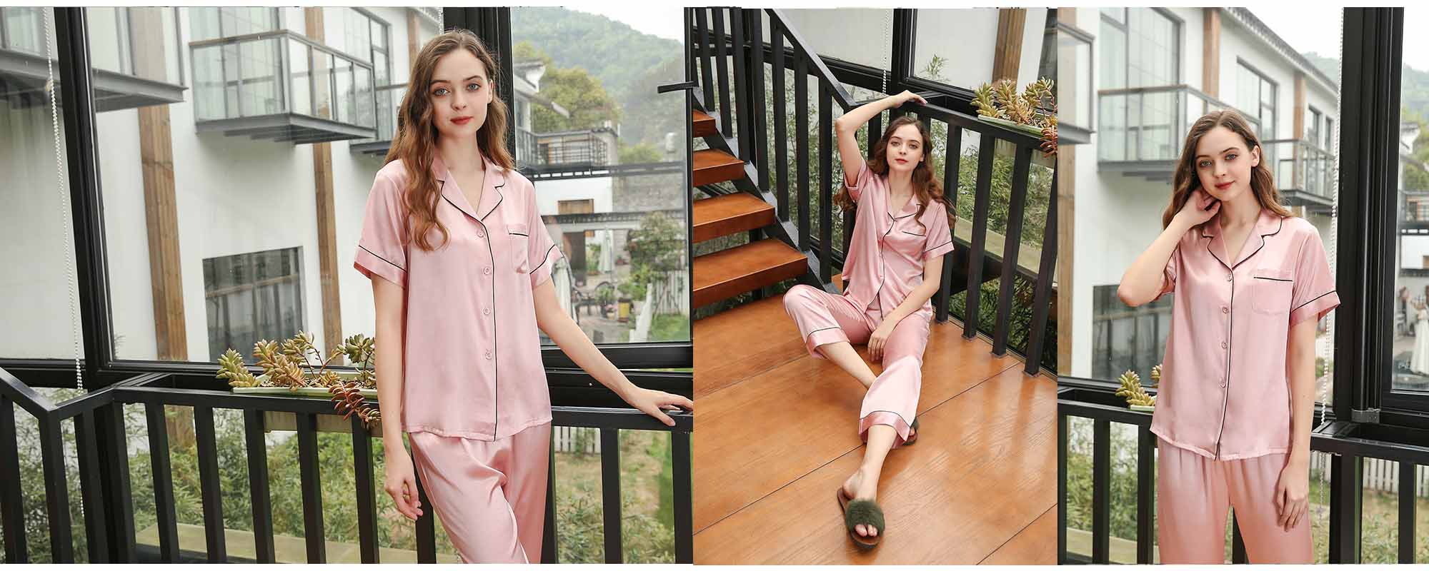 Silk Short Sleeves & Long pants 19 Momme - custom and wholesale