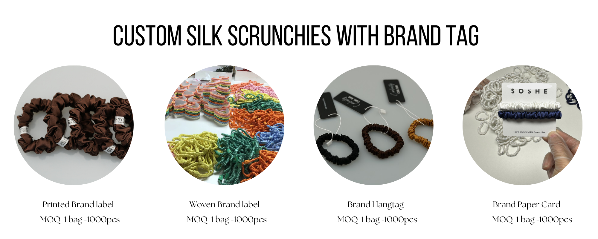 custom logo silk scrunchies