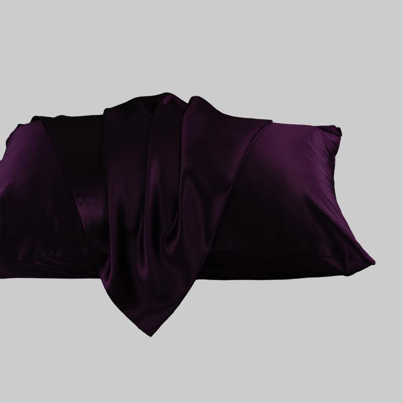 100% mulberry silk pillowcase 19 momme - Dark Purple - Dropshipping