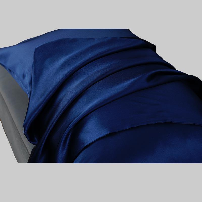 100% mulberry silk pillowcase 19 momme - Blue - Dropshipping