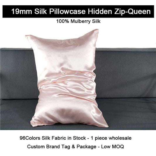 19 Momme Silk Pillowcase - Hidden zip - Queen size - custom and wholesale
