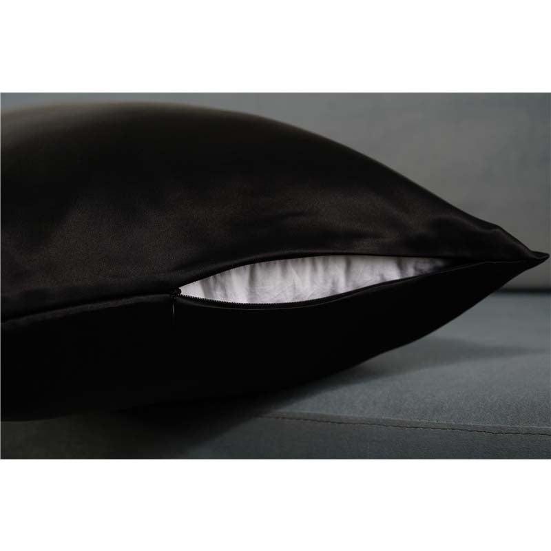 25 momme silk pillowcase - queen - hidden zip - Black
