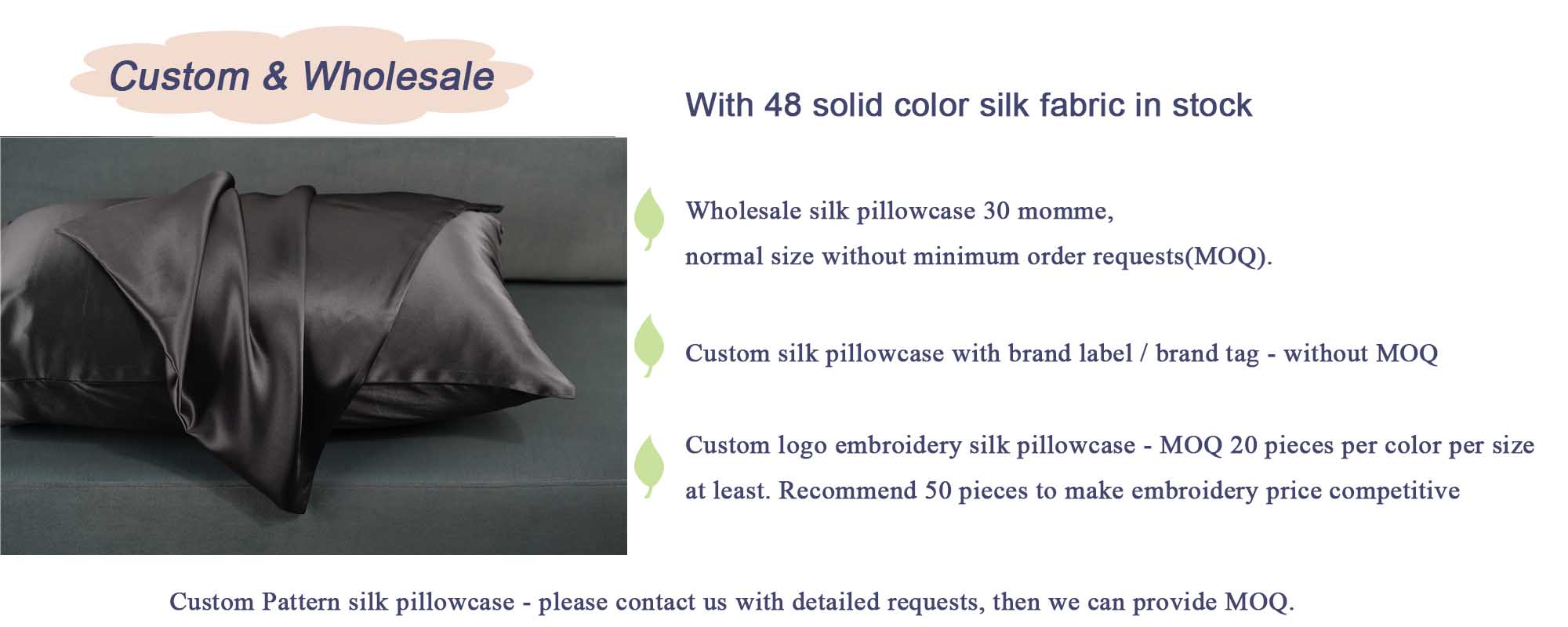 Custom silk pillowcase wholesale