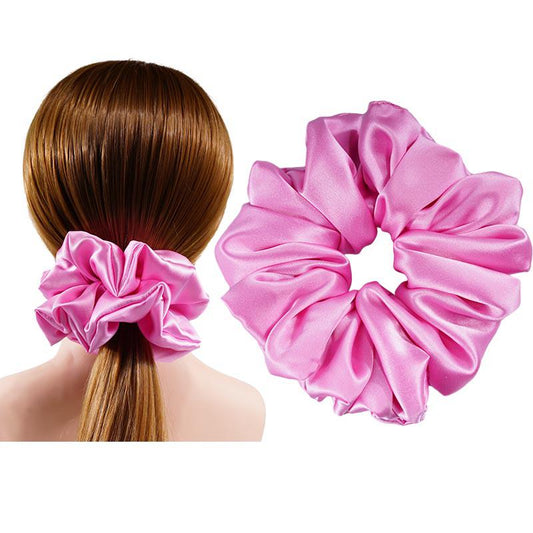 Oversized Silk Scrunchie Fluffy - Rose Pink