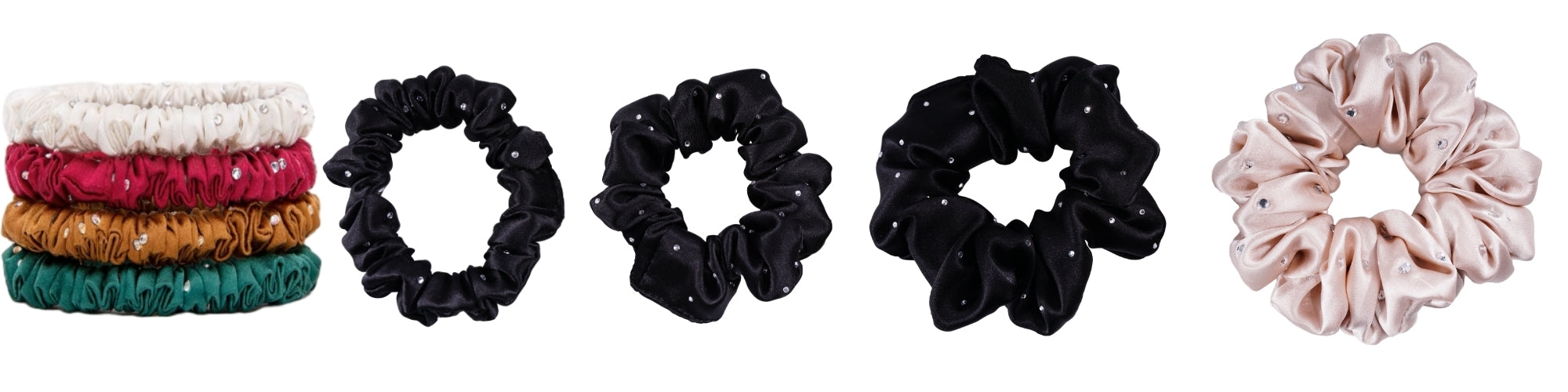 Crystal silk scrunchies