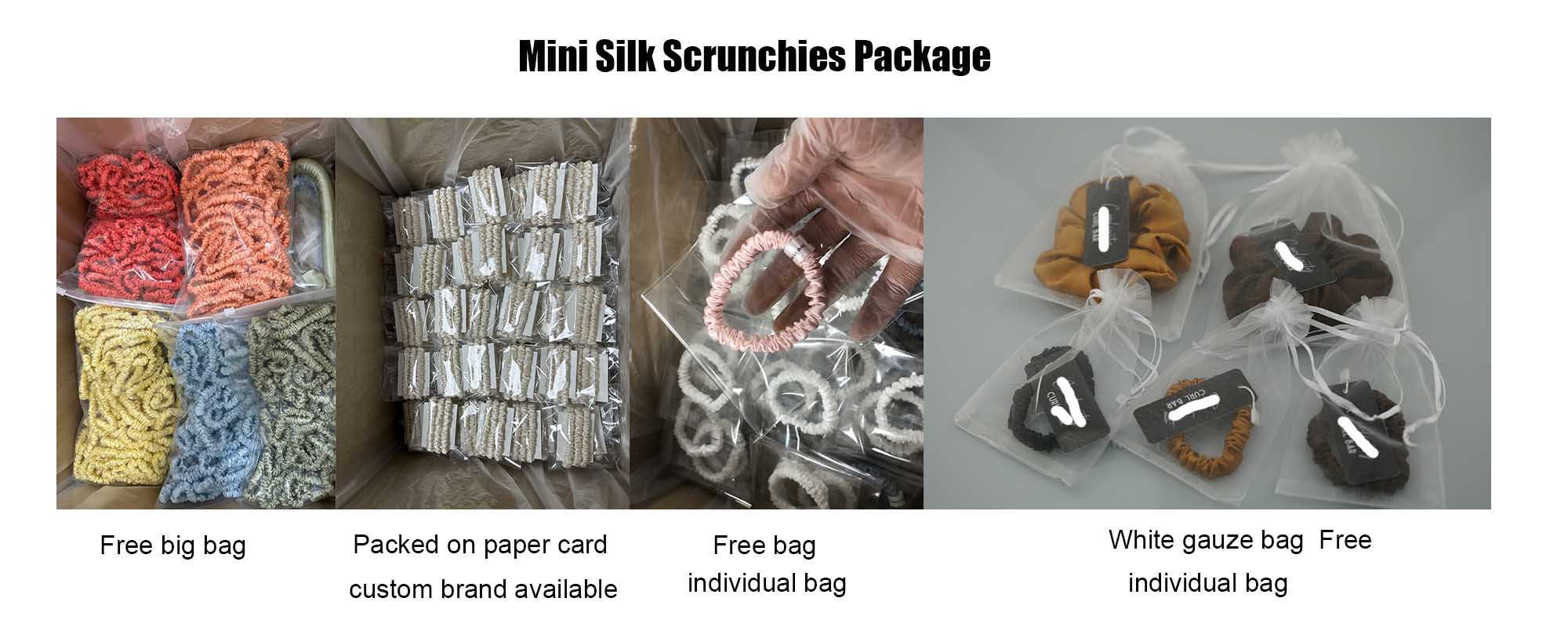 custom silk scrunchies package