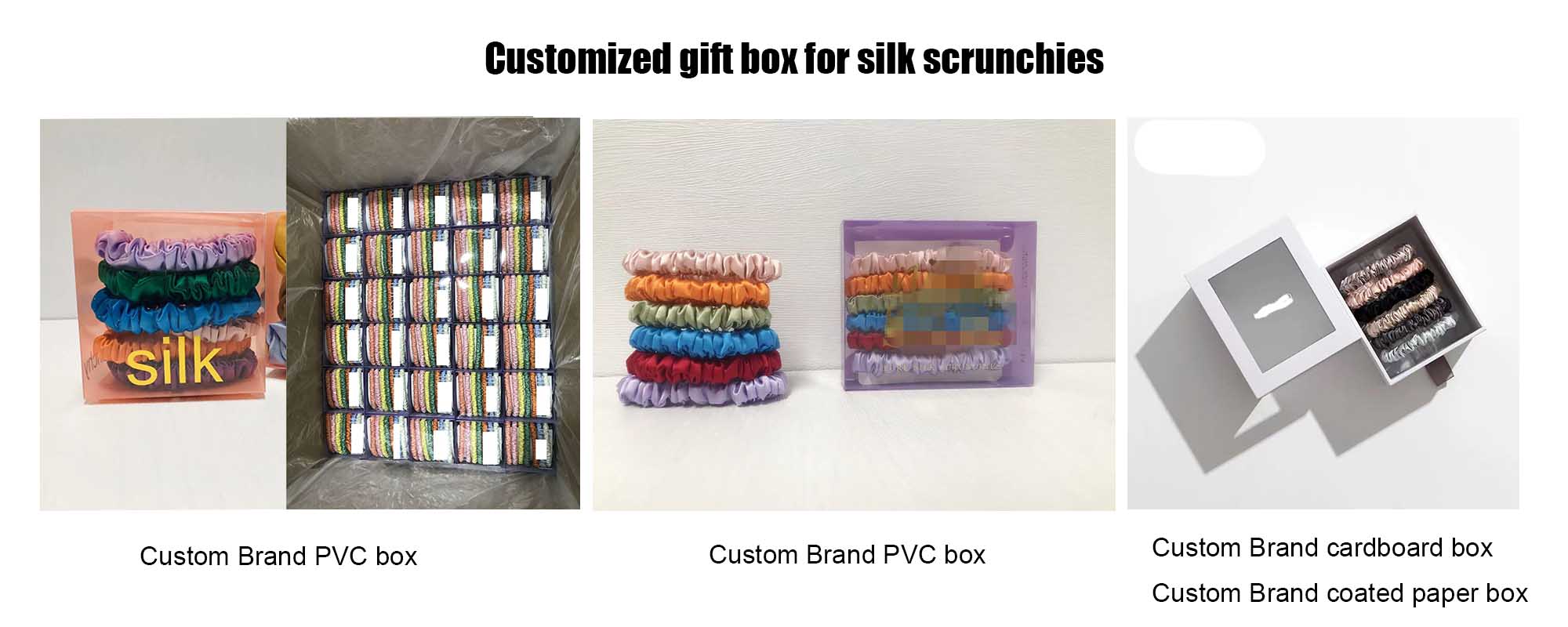 custom silk scrunchies package