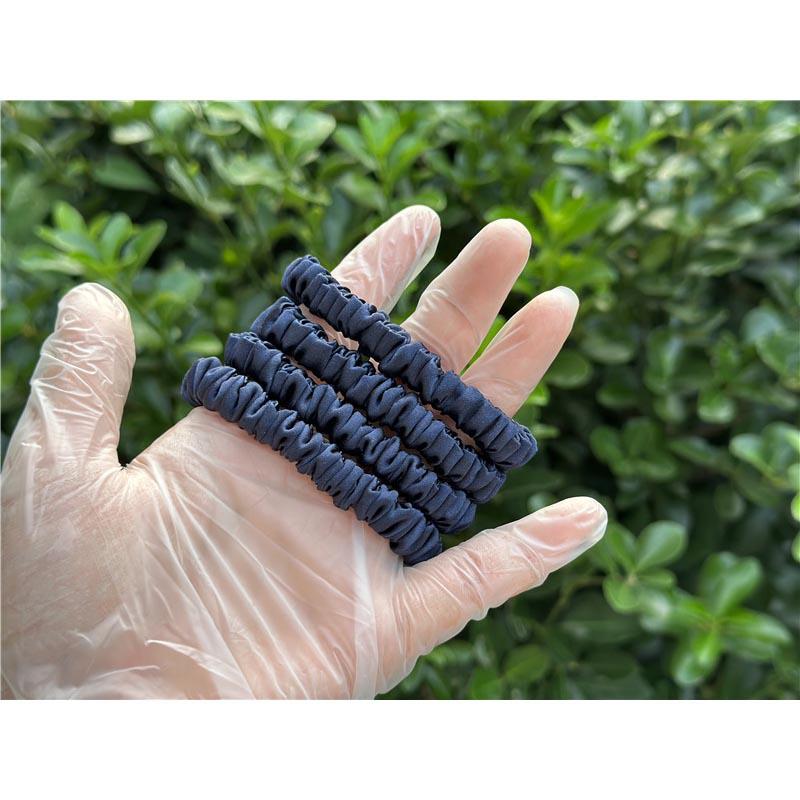 Dark Blue silk scrunchies mini