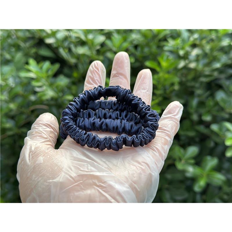 Dark Blue silk scrunchies mini