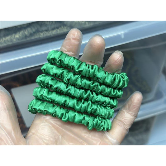 Green silk scrunchies mini