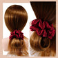 Large Silk Hair Scrunchies Fluffy - Wine Red 
