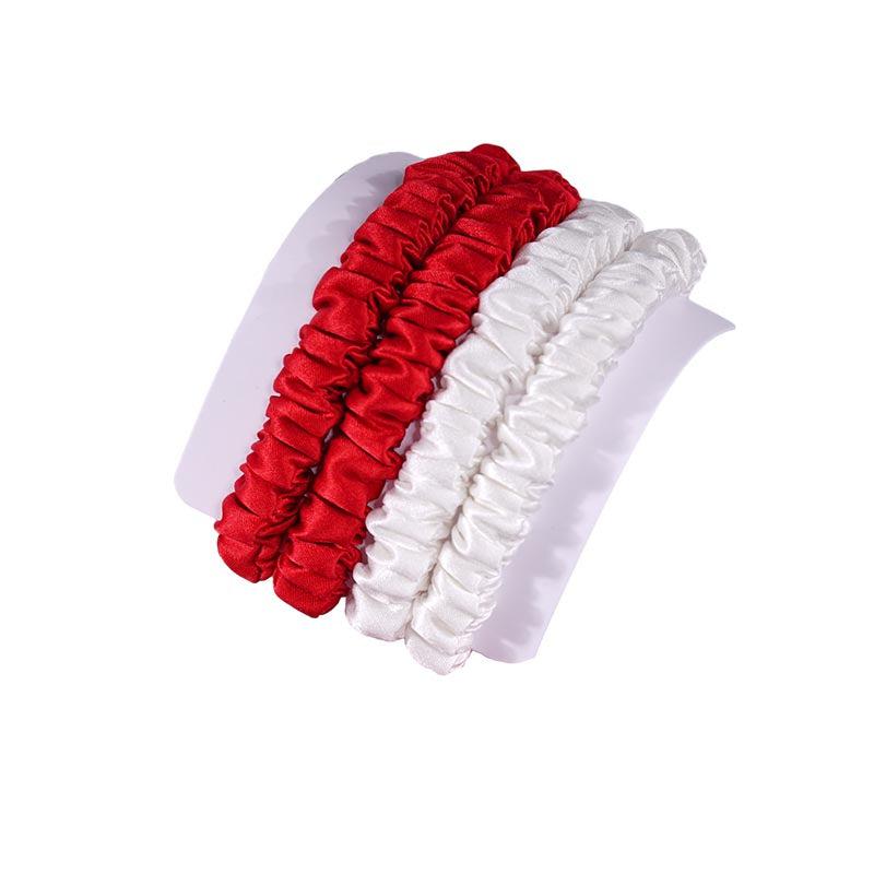 4 Pack Mini Silk Scrunchies - Red & White - dropshipping