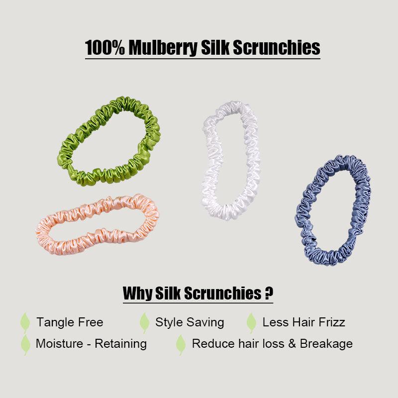 Mini silk hair scrunchies - Youthful - 4 Pack