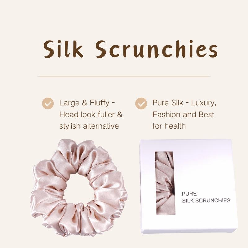 Silk Scrunchies Large Fluffy - Nude