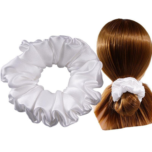 Large Silk Scrunchie Fluffy - White