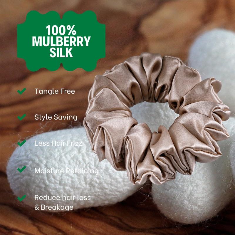 Large Silk Scrunchie Fluffy - Taupe