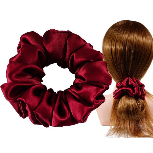 Large Silk Scrunchies Fluffy - Wine Red