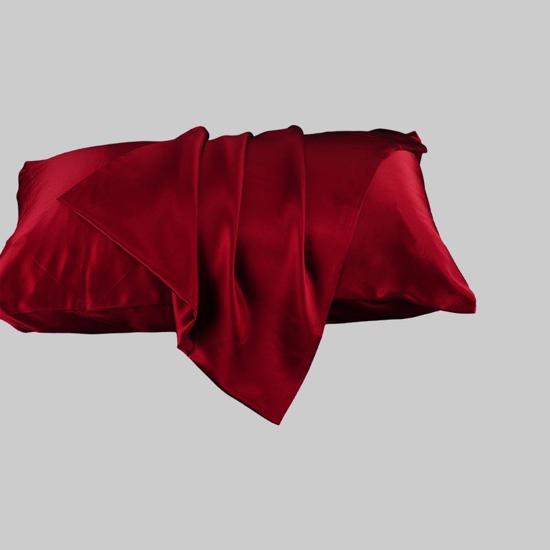 100% mulberry silk pillowcase 19 momme - Wine Red - Dropshipping