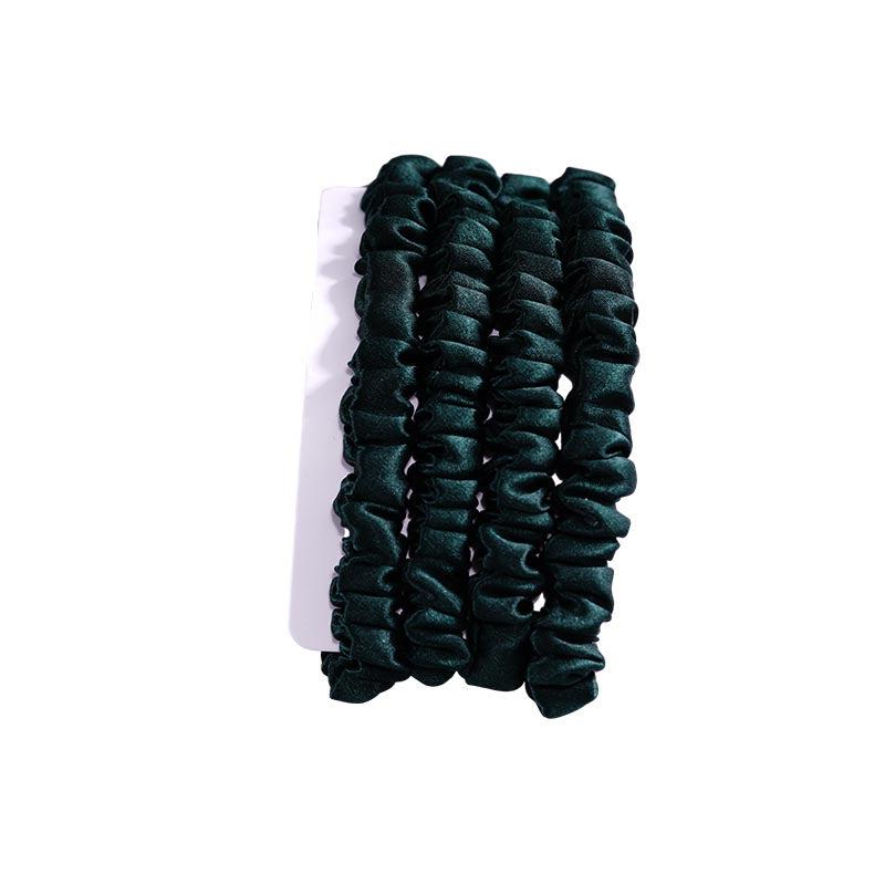 Silk skinny scrunchies - 4 Pack - Emerald - dropshipping