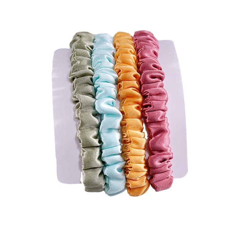 Silk skinny scrunchies - 4 Pack - Sweet Orange - dropshipping