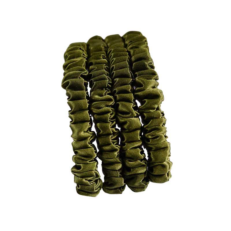 Silk skinny scrunchies - 4 Pack - Sage Green - dropshipping