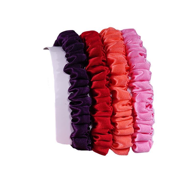 4 Pack Skinny Silk Hair Ties - Pink & Purple - dropshipping
