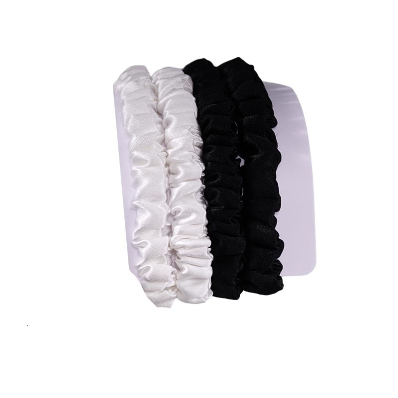 4 Pack Skinny Silk Scrunchies - Black & White - dropshipping