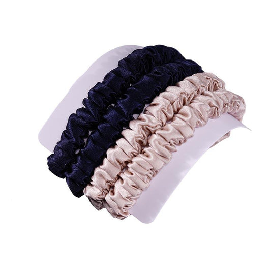 4 Pack Skinny Silk Scrunchies - Blue & Nude - dropshipping