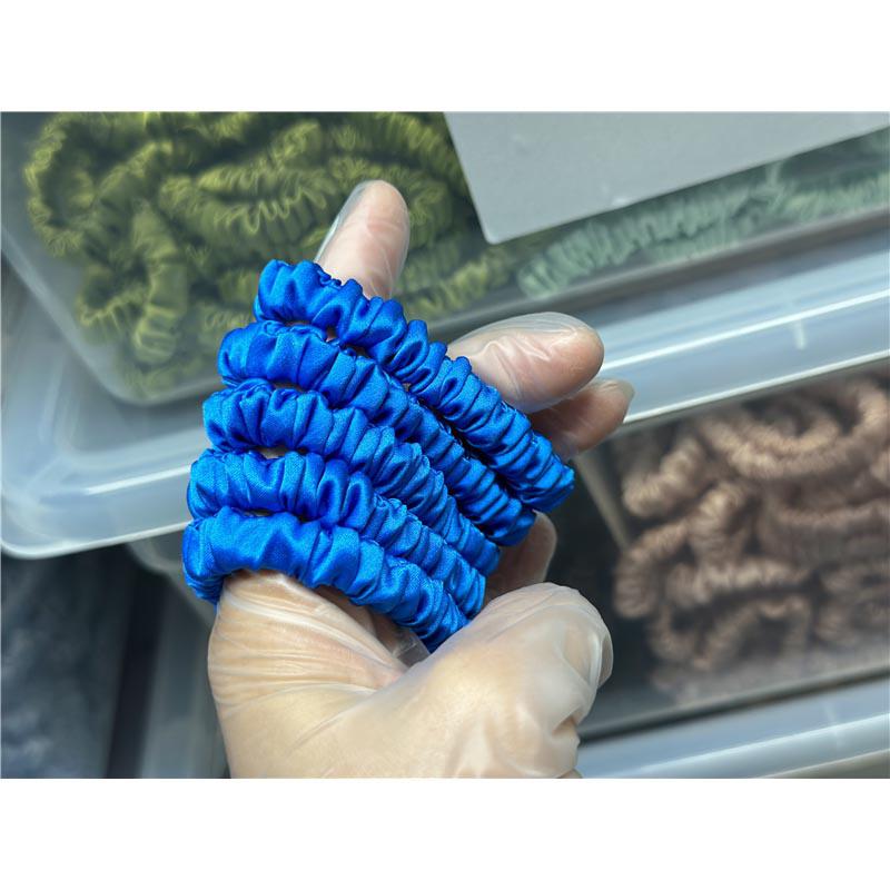 Azure blue silk scrunchies mini