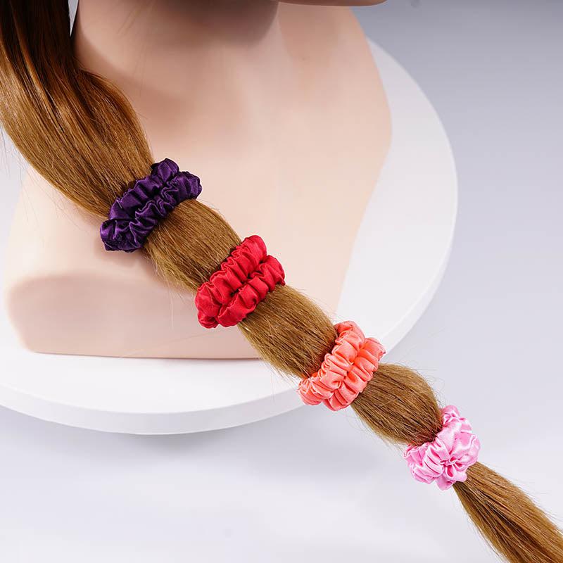 4 Pack Skinny Silk Hair Ties - Pink & Purple 