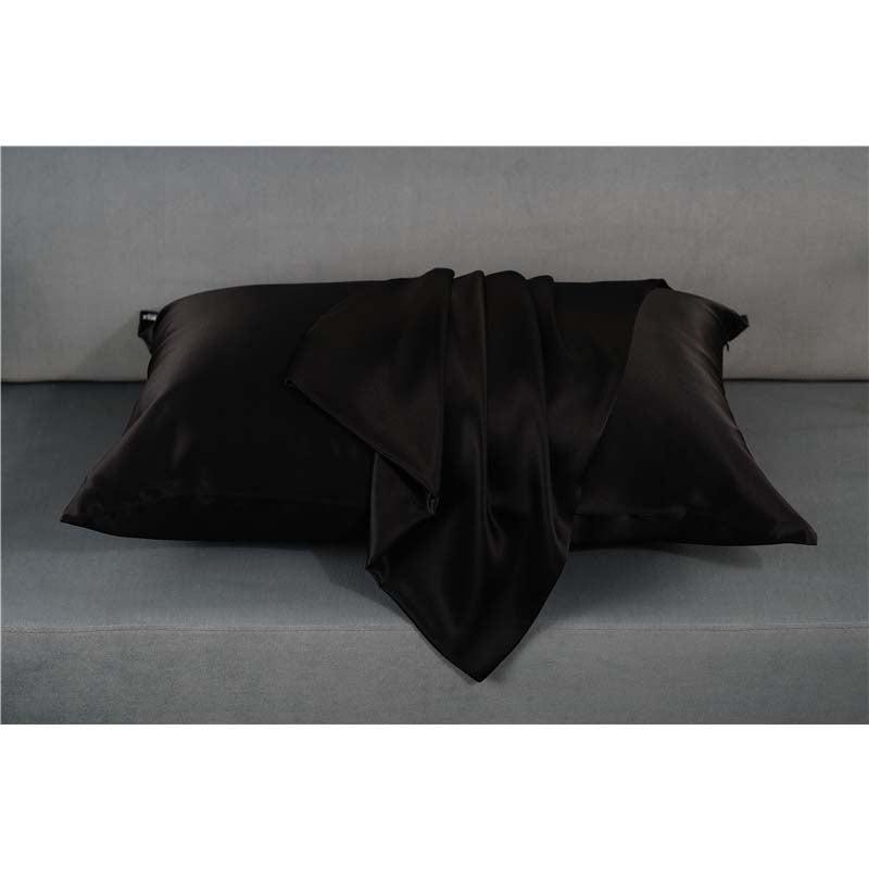 19 Momme silk pillowcase - Queen - Hidden Zip - Black