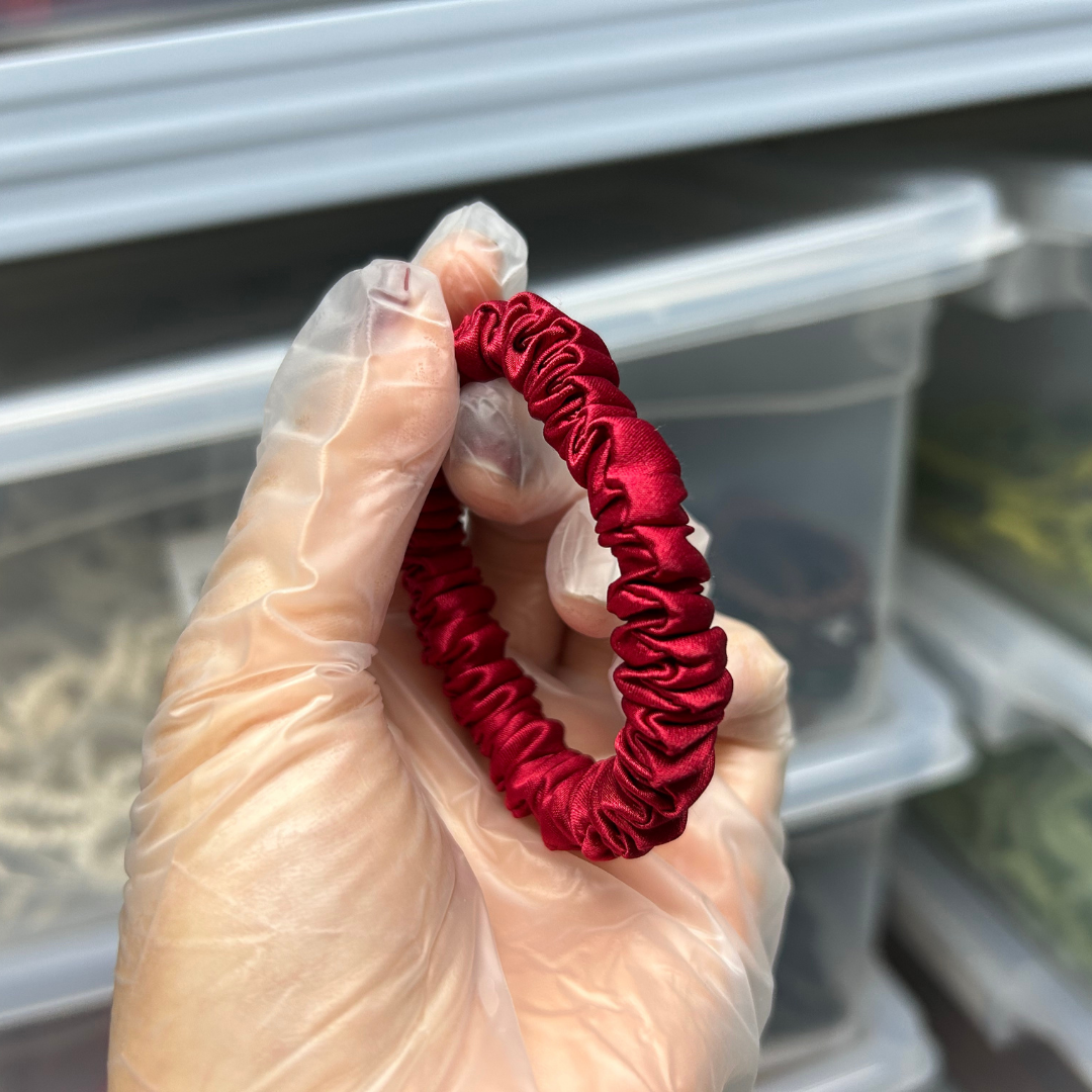 Maroon silk scrunchies mini