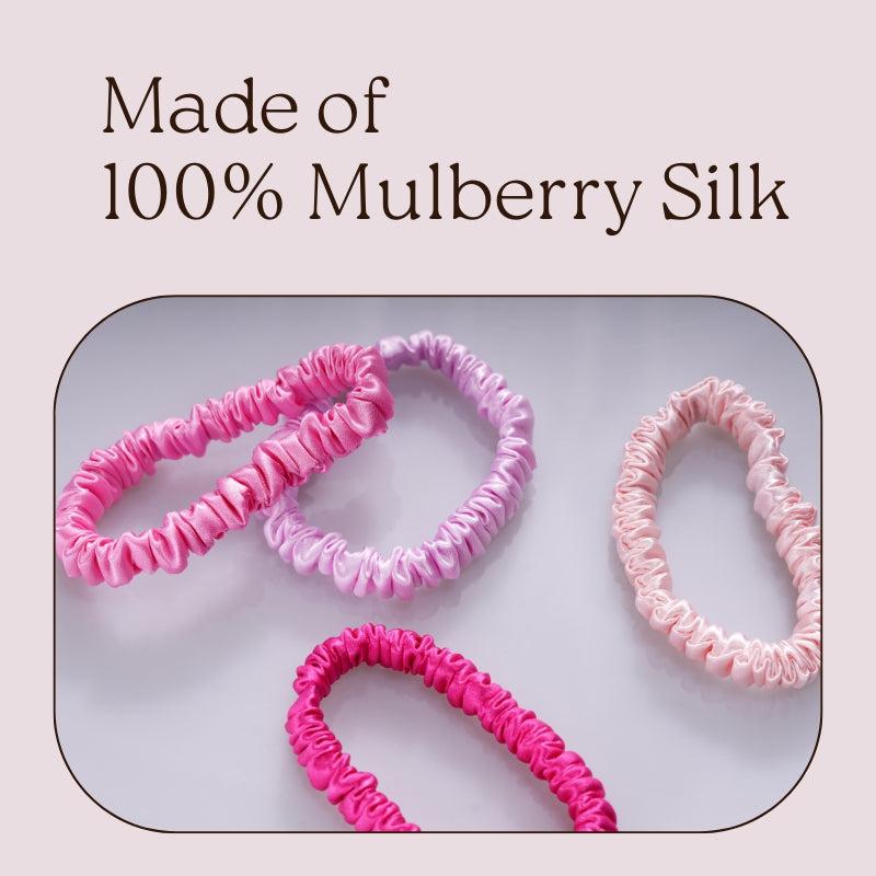 Mini silk hair ties Sweet Girls - 4 Pack