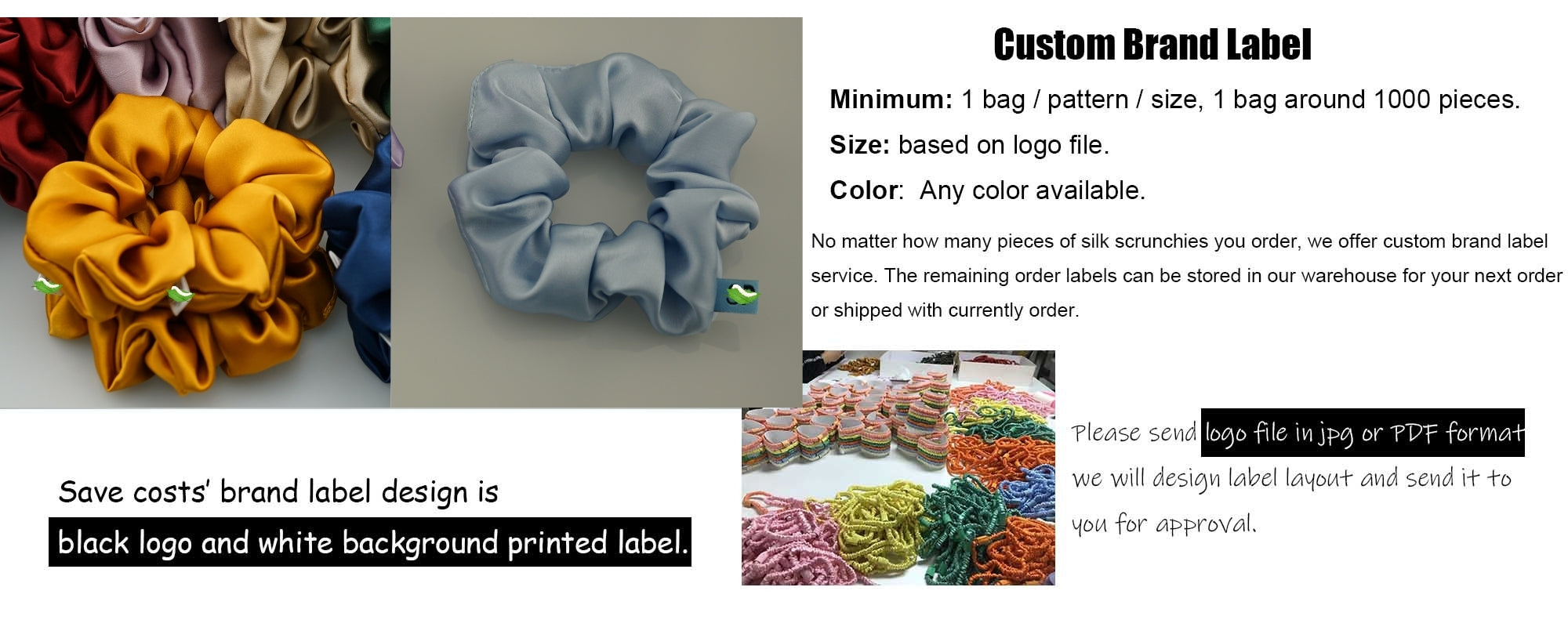 custom silk scrunchie with logo