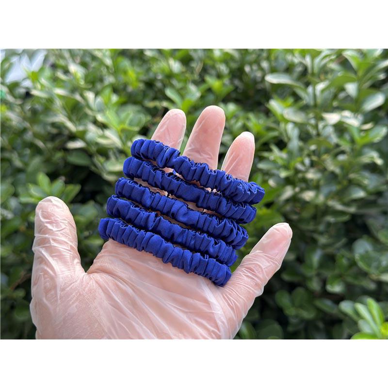 Deep Blue silk scrunchies mini