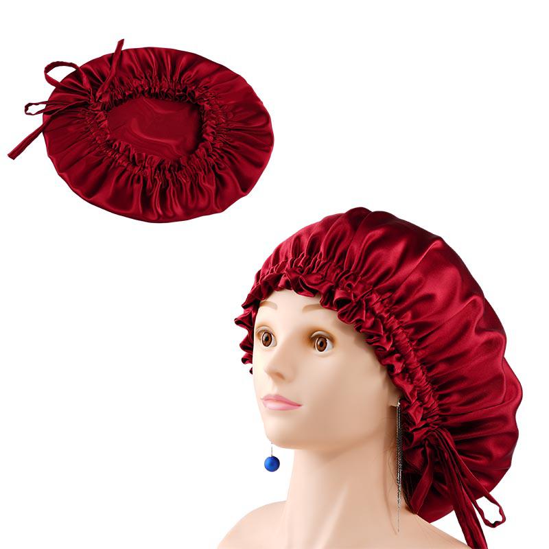 Adjustable silk bonnet Wine Red - Dropshipping