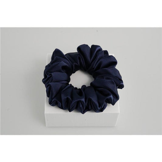 Large Fluffy Silk Scrunchies Dark Blue