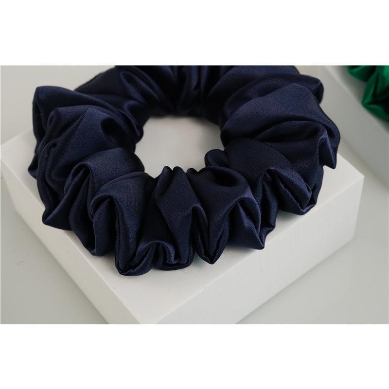 Large Fluffy Silk Scrunchies Dark Blue