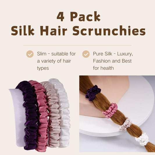 4 Pack Mini Silk Hair Ties - Dignified 