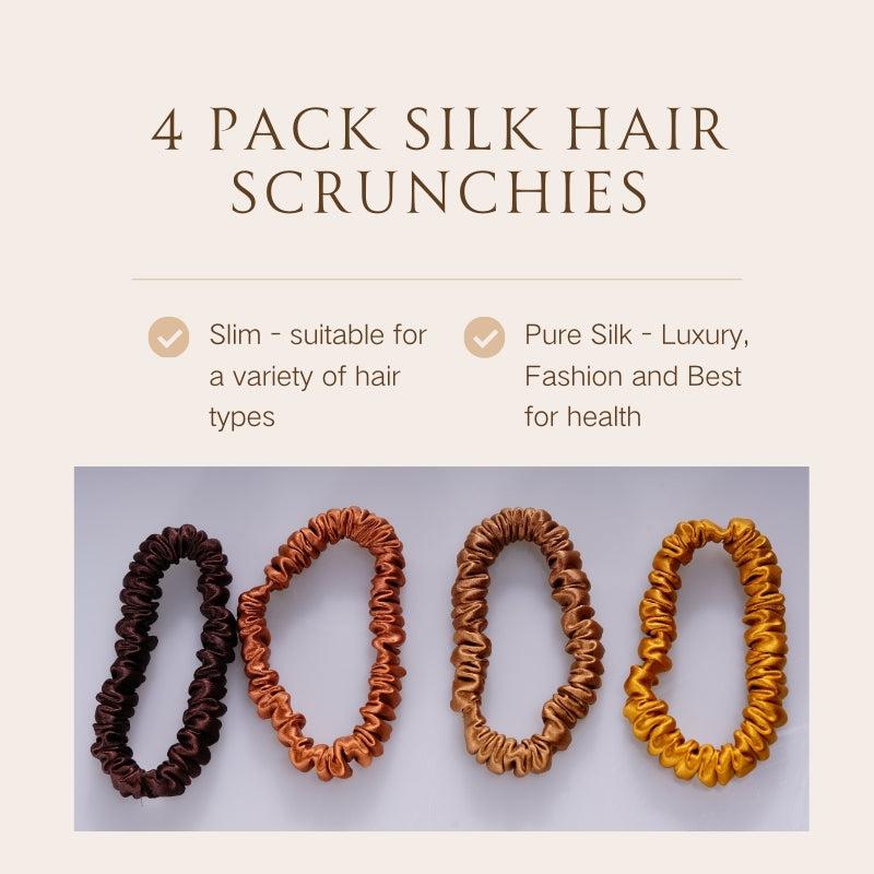 Mini silk scrunchies Gold Autumn - 4 Pack 