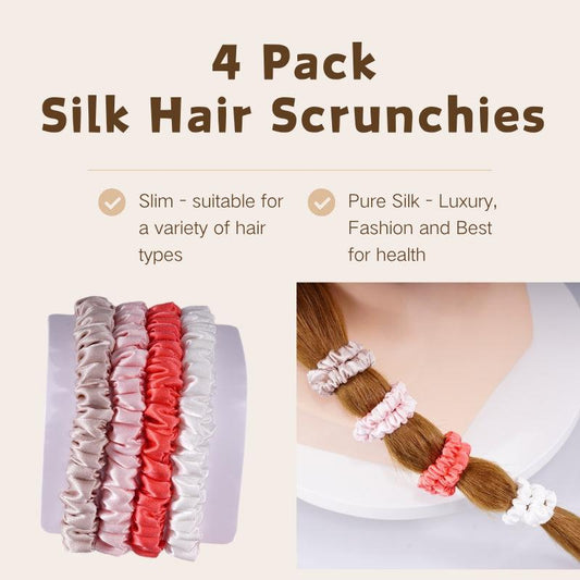 4 Pack Mini Silk Scrunchies - Luscious